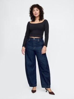 NWT GAP High Rise Barrel Jeans dark rinse